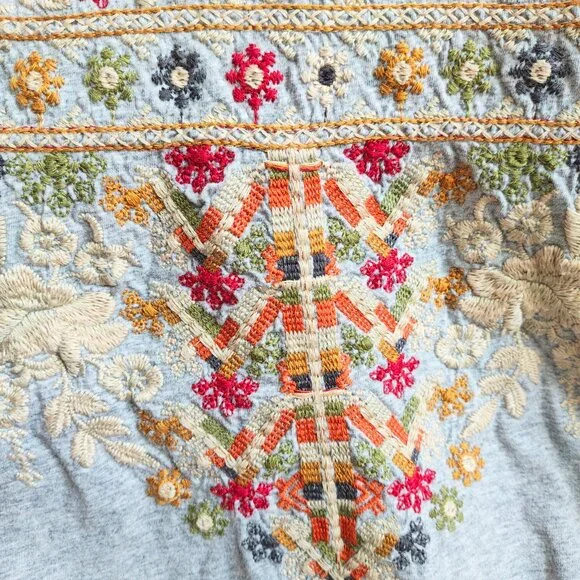 JOHNNY WAS Embroidered Jersey Top - Picture 5 of 9